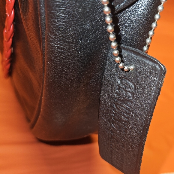 Half Moon Bag Black & Red w/Braided Handle & Trim  by Barganza B Bag New w/Tags - Picture 5 of 11